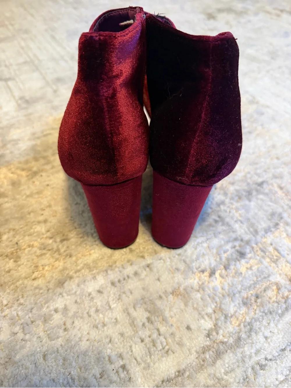 BAMBOO Burgundy Velvet Pointed-Toe Ankle Booties
